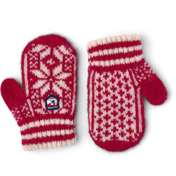 Hestra Kids' Nordic mitten Red/white Strikluffer