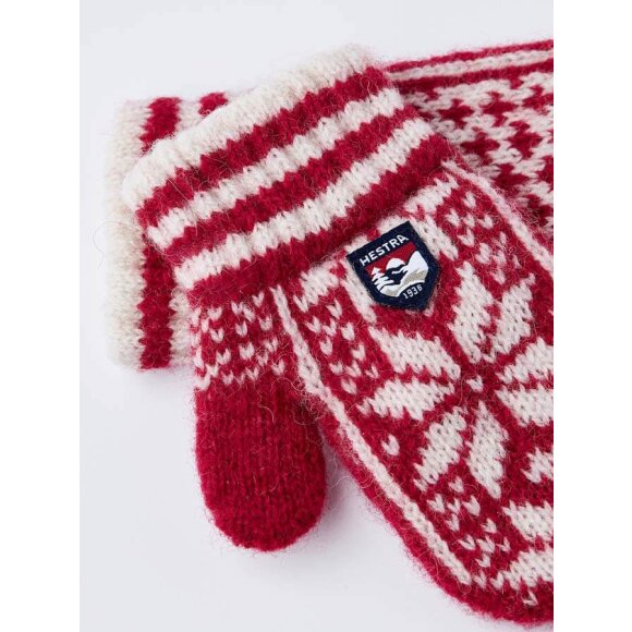 Hestra Kids' Nordic mitten Red/white Strikluffer