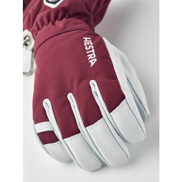 Hestra Army Leather Heli Ski 5 finger Bordeaux Skihandsker