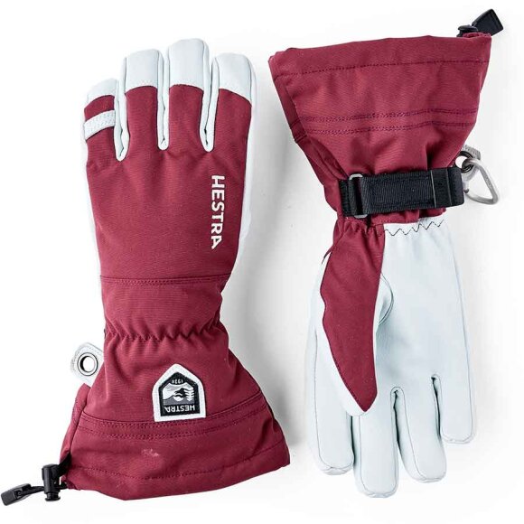 Hestra Army Leather Heli Ski 5 finger Bordeaux Skihandsker