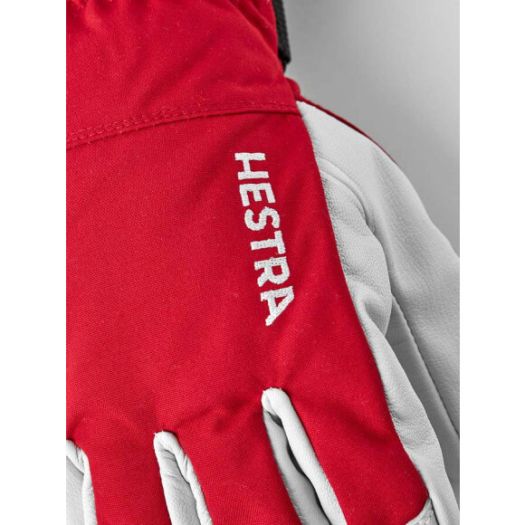 Hestra Army Leather Heli Ski 5 finger Rød Skihandske