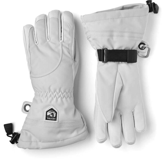 Hestra skihandsker Heli Ski Female 5 finger Pale grey/white