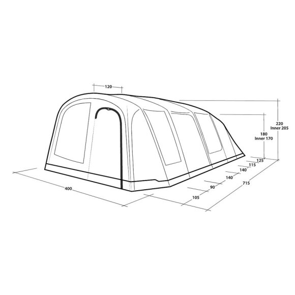 Outwell Tennessee 6+2 Air Luksus telt til 8